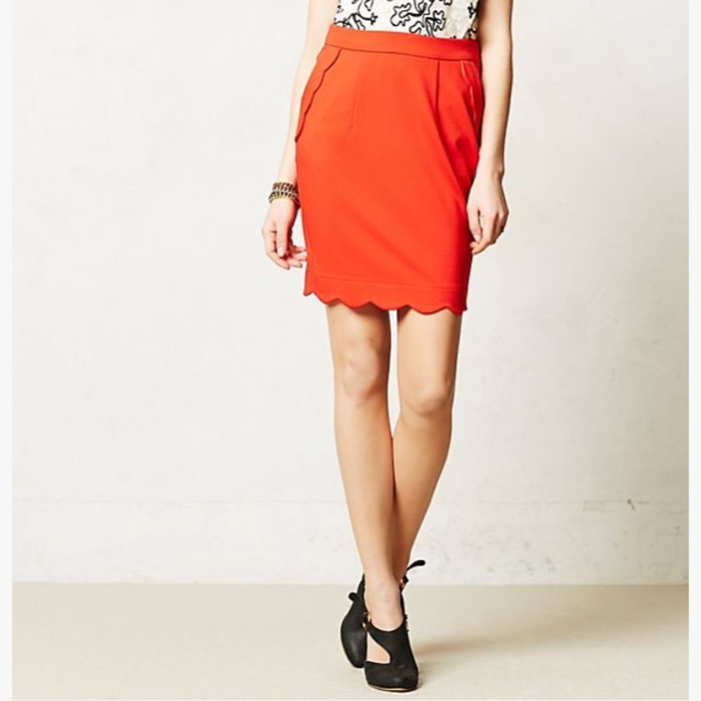 Anthropologie scalloped mini skirt